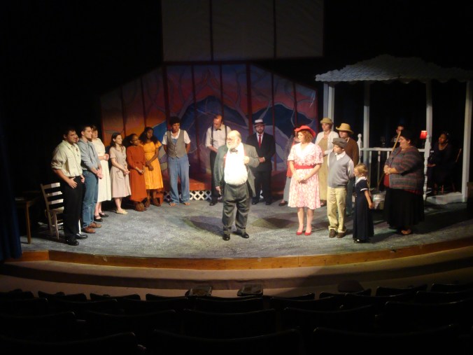 Actors from the original production of A Carolina Story on stage during a rehearsal